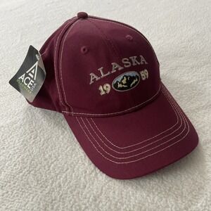 Alaska 1959 Snapback Hat Burgundy 100% Cotton 6 panel Baseball‎ Cap Gorpcore Dad